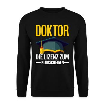 Doktortitel Abschluss - Unisex Pullover - Schwarz - Vorne - Alina (178cm) & Michal (187cm)