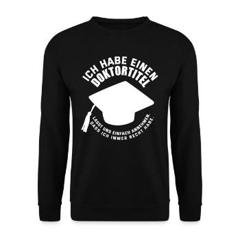 Doktortitel Recht Haben Promotion Geschenk - Unisex Pullover - Schwarz - Vorne - Alina (178cm) & Michal (187cm)