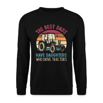 Farmer Tractor Papa Daughter Gift - Unisex Sweatshirt - black - Front - Alina (178cm) & Michal (187cm)