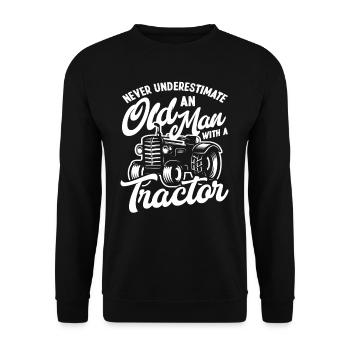 Bauer Alter Mann Traktor - Unisex Pullover - Schwarz - Vorne - Alina (178cm) & Michal (187cm)