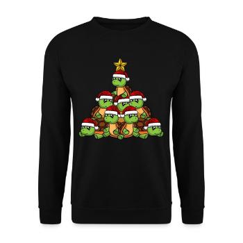 Turtle Christmas Tree - Unisex Sweatshirt - black - Front - Alina (178cm) & Michal (187cm)
