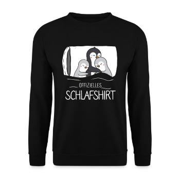Offizielles Schlafshirt Pinguin - Unisex Pullover - Schwarz - Vorne - Alina (178cm) & Michal (187cm)