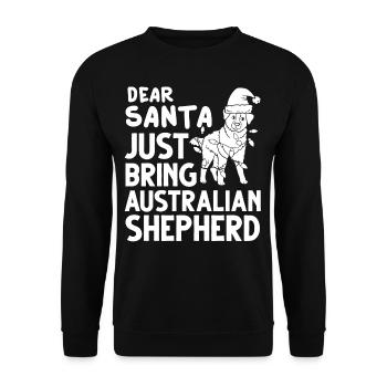 Australian Shepherd Weihnachten Hund Welpe - Unisex Pullover - Schwarz - Vorne - Alina (178cm) & Michal (187cm)