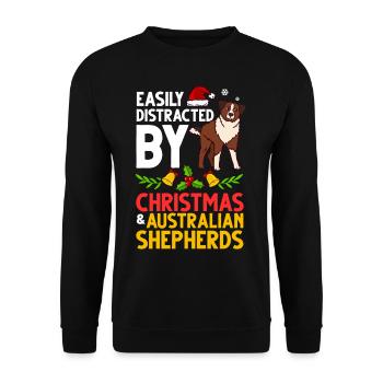 Australian Shepherd Weihnachten Hund Welpe - Unisex Pullover - Schwarz - Vorne - Alina (178cm) & Michal (187cm)