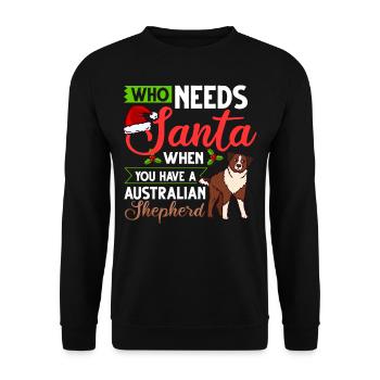 Australian Shepherd Weihnachten Hund Welpe - Unisex Pullover - Schwarz - Vorne - Alina (178cm) & Michal (187cm)
