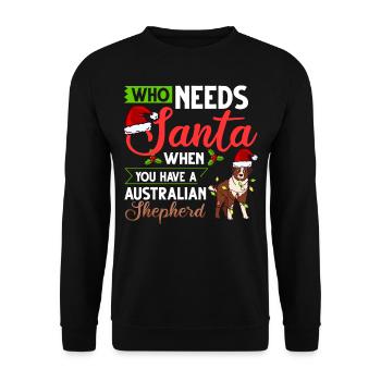 Berger Australien Noël Chien Chiot - Sweat-shirt Unisexe - noir - Devant - Alina (178cm) & Michal (187cm)