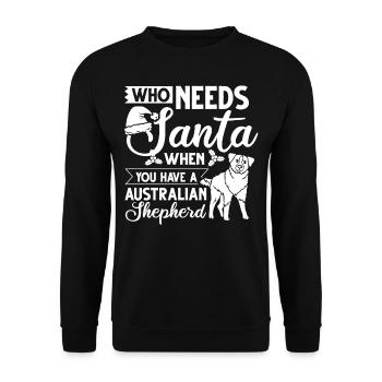Berger Australien Noël Chien Chiot - Sweat-shirt Unisexe - noir - Devant - Alina (178cm) & Michal (187cm)