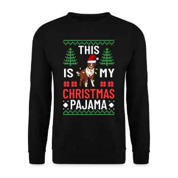 Australian Shepherd Weihnachten Hund Welpe - Unisex Pullover - Schwarz - Vorne - Alina (178cm) & Michal (187cm)