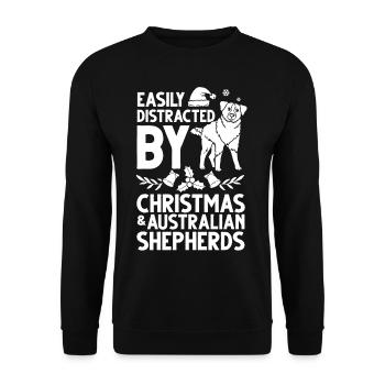 Australian Shepherd Weihnachten Hund Welpe - Unisex Pullover - Schwarz - Vorne - Alina (178cm) & Michal (187cm)