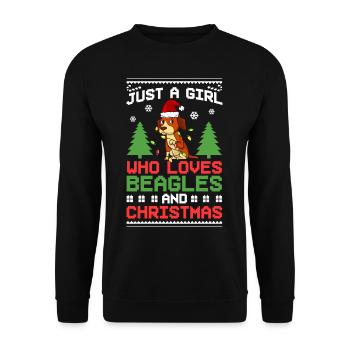 Beagle Dog Puppy Owner Lover Christmas - Unisex Sweatshirt - black - Front - Alina (178cm) & Michal (187cm)
