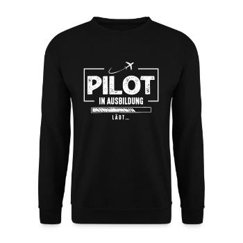 Pilot in Ausbildung Lädt Flugzeug Luftfahrt - Unisex Pullover - Schwarz - Vorne - Alina (178cm) & Michal (187cm)