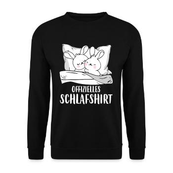 Offizielles Schlafshirt Hasen Schlafanzug Hase - Unisex Pullover - Schwarz - Vorne - Alina (178cm) & Michal (187cm)