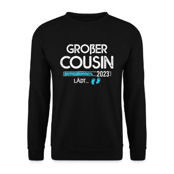Cousin lädt - Unisex Pullover - Schwarz - Vorne - Alina (178cm) & Michal (187cm)