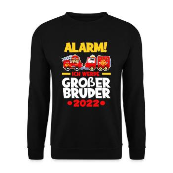 Feuerwehr Ich Werde Großer Bruder 2022 - Unisex Pullover - Schwarz - Vorne - Alina (178cm) & Michal (187cm)
