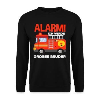 Alarm Ich Werde Großer Bruder Sohn Nachwuchs - Unisex Pullover - Schwarz - Vorne - Alina (178cm) & Michal (187cm)
