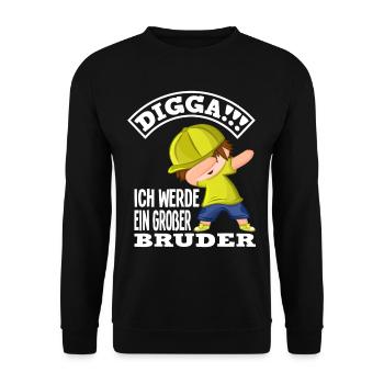 Sohn Nachwuchs Geburt Bruder - Unisex Pullover - Schwarz - Vorne - Alina (178cm) & Michal (187cm)