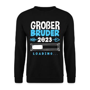 Nachwuchs Sohn Großer Bruder 2023 - Unisex Pullover - Schwarz - Vorne - Alina (178cm) & Michal (187cm)