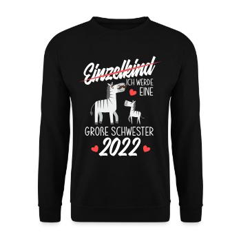 Zebras Ich Werde Große Schwester 2022 - Unisex Pullover - Schwarz - Vorne - Alina (178cm) & Michal (187cm)