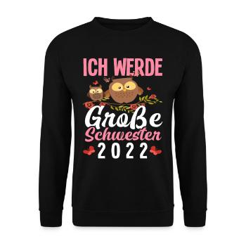 Eulen Ich Werde Große Schwester 2022 - Unisex Pullover - Schwarz - Vorne - Alina (178cm) & Michal (187cm)