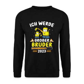 Großer Bruder Bagger 2023 - Unisex Pullover - Schwarz - Vorne - Alina (178cm) & Michal (187cm)