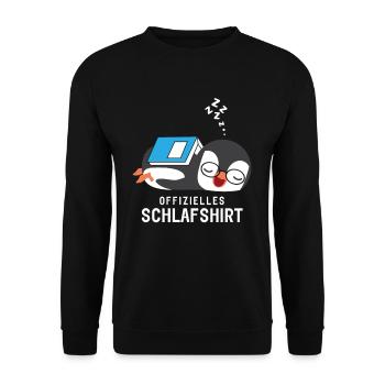 Offizielles Schlafshirt Pyjama Schlafanzug Pinguin - Unisex Pullover - Schwarz - Vorne - Alina (178cm) & Michal (187cm)