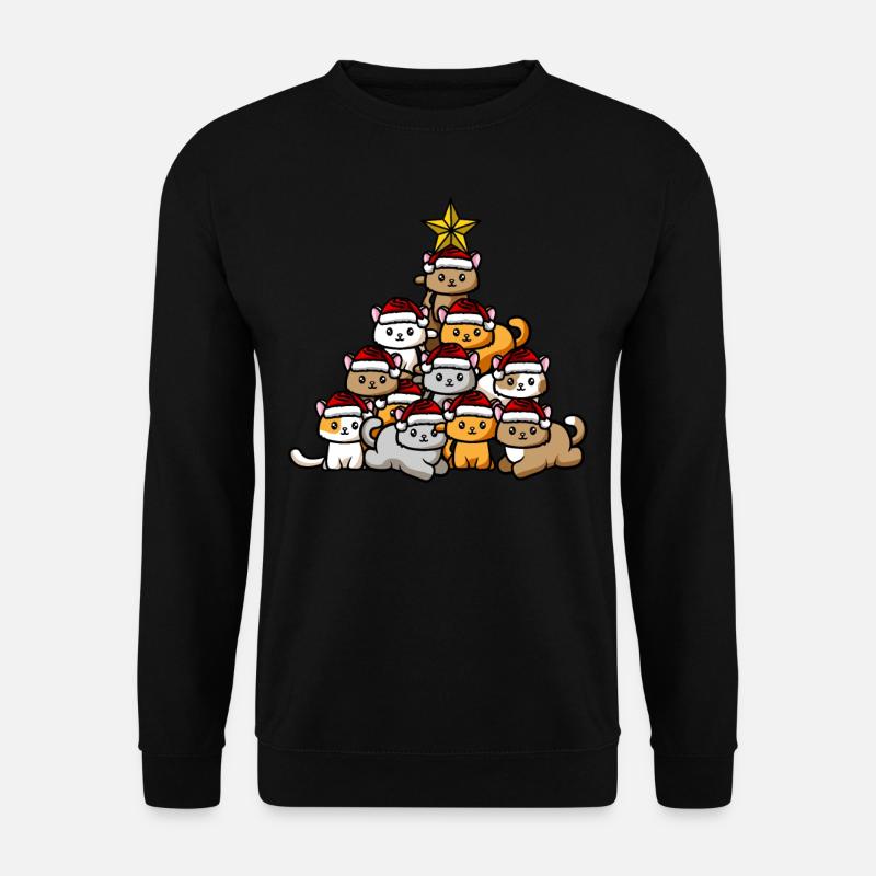 Katzen Weihnachtsbaum - Unisex Pullover - Schwarz
