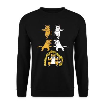Cat Fusion Superpower Anime Funny - Unisex Sweatshirt - black - Front - Alina (178cm) & Michal (187cm)