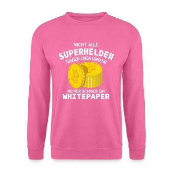 Bitcoin Satoshi Nakamoto Superheld Crypto - Unisex Pullover - Pink - Vorne