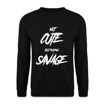 Grufti Sagt Lustig, Nicht Niedlich. Spielt - Unisex Pullover - Schwarz - Vorne - Alina (178cm) & Michal (187cm)