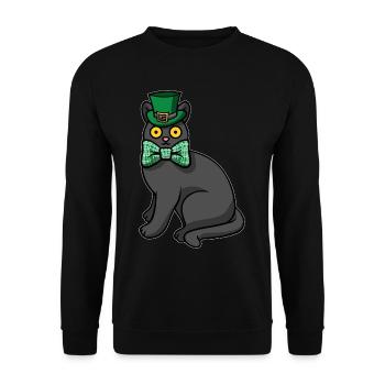 Lucky Cat Mom Shamrock Cat St. Patrick's Day - Unisex Sweatshirt - black - Front - Alina (178cm) & Michal (187cm)