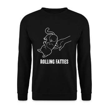 Rolling Fatties Chonk Cat Meme Funny Fat Cat - Unisex Sweatshirt - black - Front - Alina (178cm) & Michal (187cm)