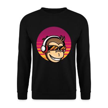 Monkey with headset - Unisex Sweatshirt - black - Front - Alina (178cm) & Michal (187cm)