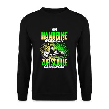 Zum Downhill Geboren Zur Schule Gezwungen - Unisex Pullover - Schwarz - Vorne - Alina (178cm) & Michal (187cm)