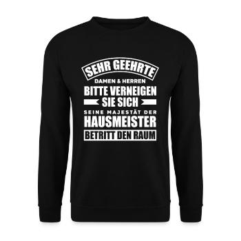 Seine Majestät Der Hausmeister - Unisex Pullover - Schwarz - Vorne - Alina (178cm) & Michal (187cm)