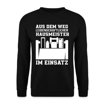 Hausmeister Im Einsatz - Unisex Pullover - Schwarz - Vorne - Alina (178cm) & Michal (187cm)