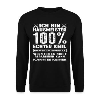Hausmeister Kerl Spruch - Unisex Pullover - Schwarz - Vorne - Alina (178cm) & Michal (187cm)