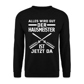 Leidenschaftlicher Hausmeister - Unisex Pullover - Schwarz - Vorne - Alina (178cm) & Michal (187cm)