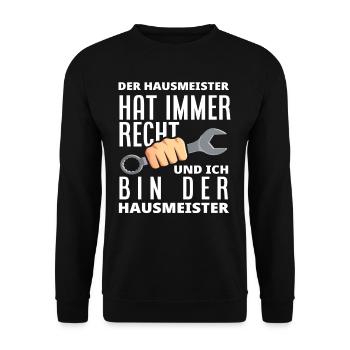 Hausmeister Hat Immer Recht - Unisex Pullover - Schwarz - Vorne - Alina (178cm) & Michal (187cm)