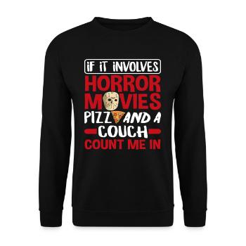 Horror Movies Pizza Movie Night - Unisex Sweatshirt - black - Front - Alina (178cm) & Michal (187cm)