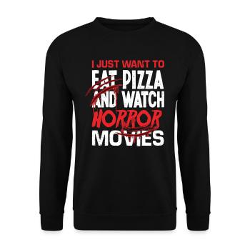 Horror Movies Pizza Food - Unisex Sweatshirt - black - Front - Alina (178cm) & Michal (187cm)
