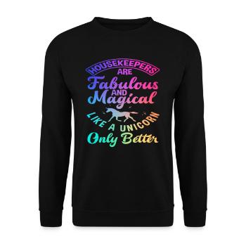 Femme de ménage Licorne magique Fabuleux - Sweat-shirt Unisexe - noir - Devant - Alina (178cm) & Michal (187cm)