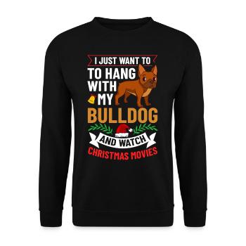 Chien Bulldog anglais Chiots Noël - Sweat-shirt Unisexe - noir - Devant - Alina (178cm) & Michal (187cm)