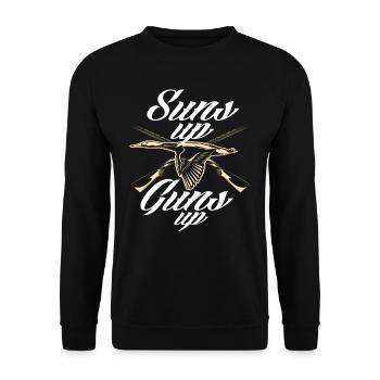 Lustiges Gänse Jäger Geschenk - Unisex Pullover - Schwarz - Vorne - Alina (178cm) & Michal (187cm)