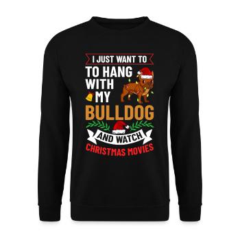 Chien Bulldog anglais Chiots Noël - Sweat-shirt Unisexe - noir - Devant - Alina (178cm) & Michal (187cm)