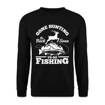 Jagen Fischen Hobby Geschenk - Unisex Pullover - Schwarz - Vorne - Alina (178cm) & Michal (187cm)