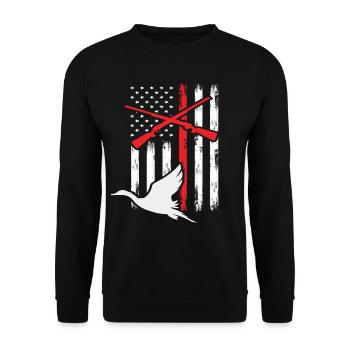 USA Flag Goose Hunting Hunting - Unisex Sweatshirt - black - Front - Alina (178cm) & Michal (187cm)