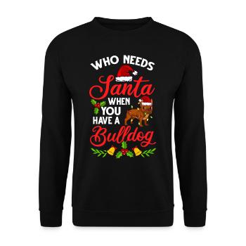 Chien Bulldog anglais Chiots Noël - Sweat-shirt Unisexe - noir - Devant - Alina (178cm) & Michal (187cm)