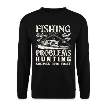 Fischen Löst Meine Probleme Jagen Den Rest - Unisex Pullover - Schwarz - Vorne - Alina (178cm) & Michal (187cm)