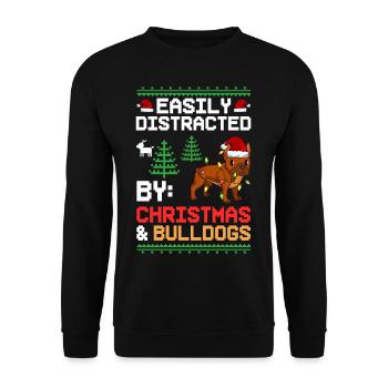 Chien Bulldog anglais Chiots Noël - Sweat-shirt Unisexe - noir - Devant - Alina (178cm) & Michal (187cm)