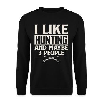 J’aime la chasse et 3 personnes - Sweat-shirt Unisexe - noir - Devant - Alina (178cm) & Michal (187cm)
